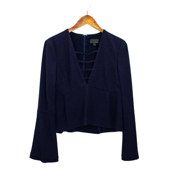 INTERMIX Women's Bell Sleeve Vneck Bouse Blue Size Small - Picture 5 of 8